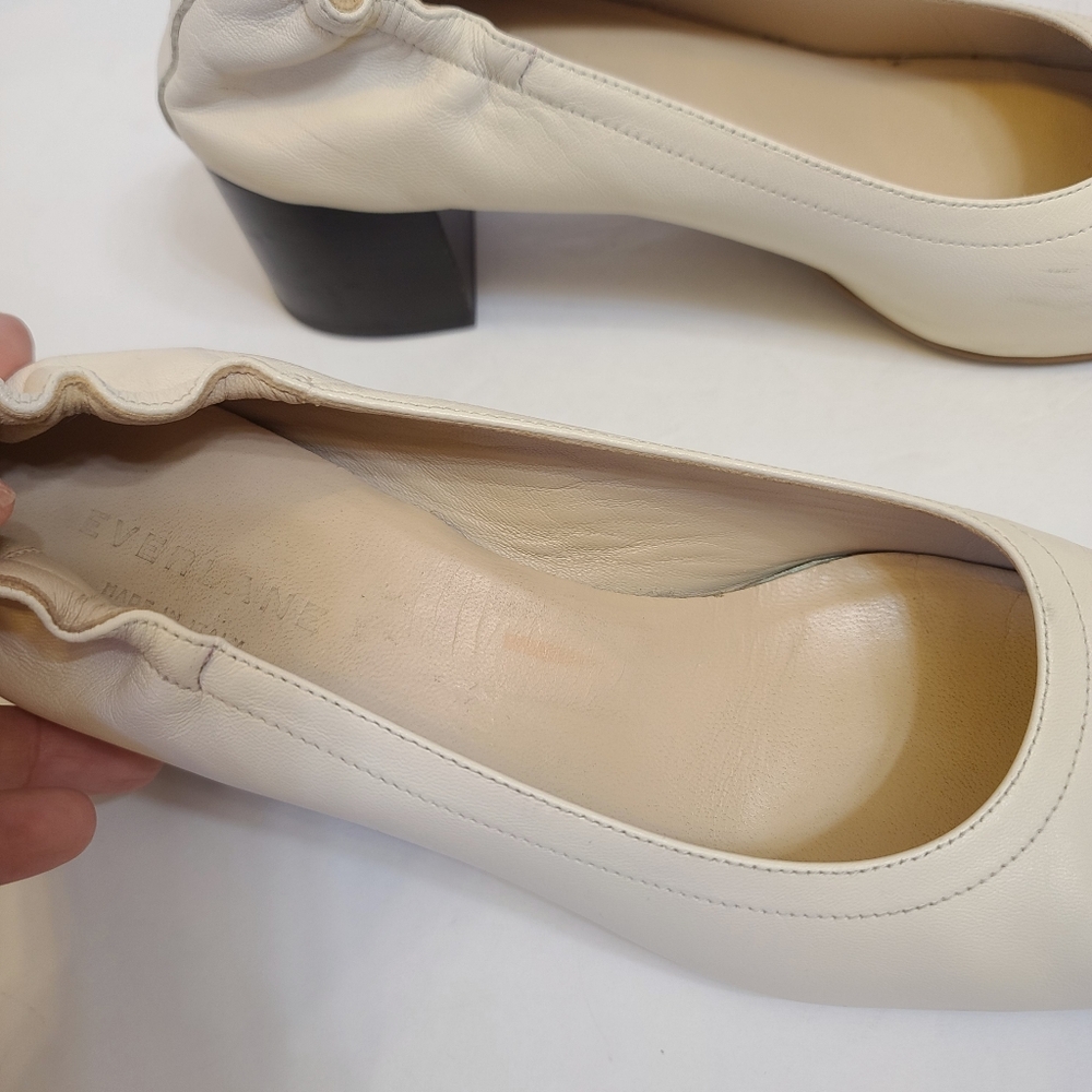 Everlane Off-White Leather Block Heel Pumps - Picture 8 of 16